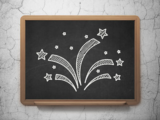 Image showing Entertainment, concept: Fireworks on chalkboard background