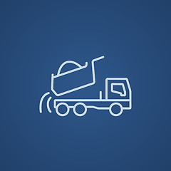 Image showing Dump truck line icon.