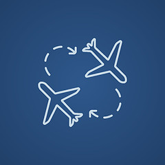 Image showing Airplanes line icon.