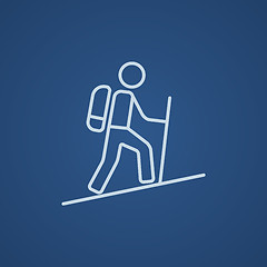 Image showing Tourist backpacker line icon.