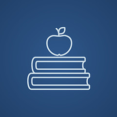 Image showing Books and apple on top line icon.