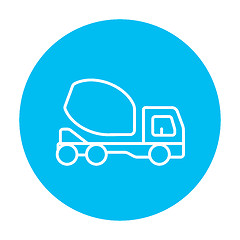 Image showing Concrete mixer truck line icon.