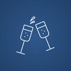 Image showing Two glasses of champaign line icon.