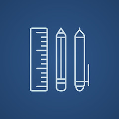 Image showing School supplies line icon.