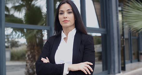 Image showing Confident serious young businesswoman