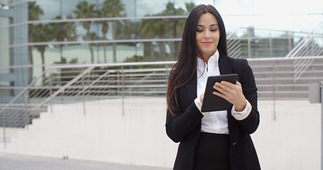 Image showing Stylish businesswoman using her tablet