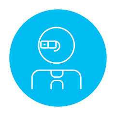 Image showing Man in augmented reality glasses line icon.