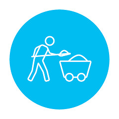 Image showing Mining worker with trolley line icon.