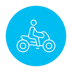 Image showing Man riding motorcycle line icon.