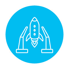 Image showing Space shuttle on take-off area line icon.