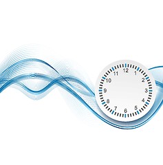 Image showing Abstract blue waves and clock