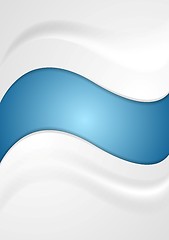 Image showing Shiny blue and pearl grey wavy background