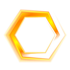 Image showing Orange hexagon emblem logo for web design