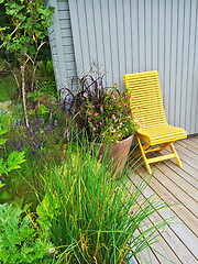 Image showing Summer patio decorated with flowers