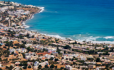 Image showing Resort on the coast of Crete, the view from the top.