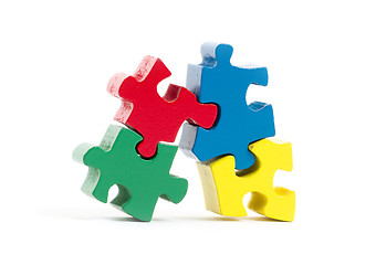 Image showing Closeup of big jigsaw puzzle pieces