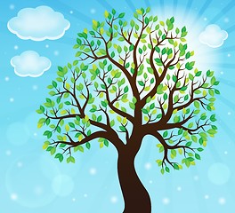 Image showing Silhouette of leafy tree theme 2