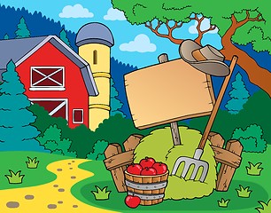 Image showing Farm theme with sign