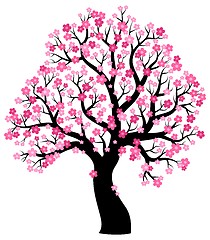 Image showing Silhouette of blooming tree theme 1