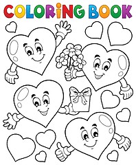 Image showing Coloring book stylized hearts theme 1