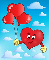 Image showing Stylized heart holding balloons theme 2