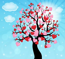 Image showing Silhouette of tree with hearts theme 2