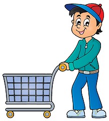 Image showing Man with empty shopping cart