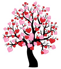 Image showing Silhouette of tree with hearts theme 1
