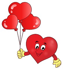 Image showing Stylized heart holding balloons theme 1