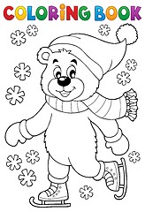 Image showing Coloring book ice skating bear