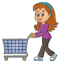 Image showing Woman with empty shopping cart