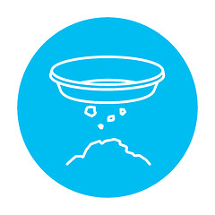 Image showing Bowl for sifting gold line icon.