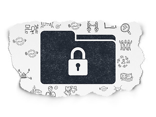 Image showing Business concept: Folder With Lock on Torn Paper background