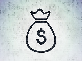 Image showing Banking concept: Money Bag on Digital Paper background