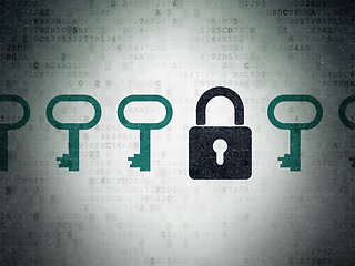 Image showing Protection concept: closed padlock icon on Digital Paper background