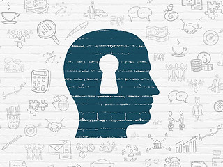 Image showing Finance concept: Head With Keyhole on wall background