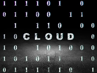 Image showing Cloud technology concept: Cloud in grunge dark room