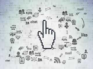 Image showing Social media concept: Mouse Cursor on Digital Paper background
