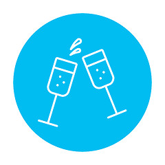 Image showing Two glasses of champaign line icon.