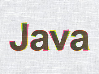 Image showing Programming concept: Java on fabric texture background