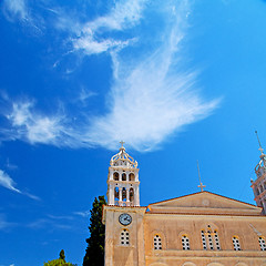 Image showing in paros cyclades greece old church and greek  village the sky