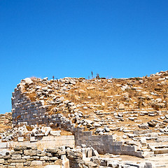 Image showing archeology  in delos greece the historycal acropolis and old rui