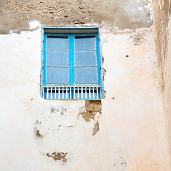 Image showing blue window in morocco africa old construction and brown wall  c