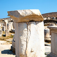 Image showing archeology  in delos greece the historycal acropolis and old rui