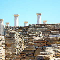 Image showing archeology  in delos greece the historycal acropolis and old rui