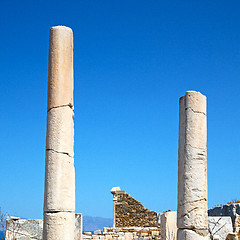 Image showing archeology  in delos greece the historycal acropolis and old rui