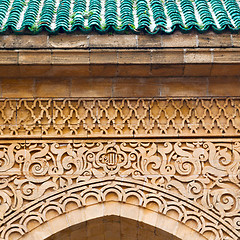 Image showing old door in morocco africa ancien and wall ornate blue