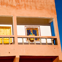 Image showing blue window in morocco africa old construction and brown wall  c