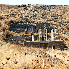 Image showing archeology  in delos greece the historycal acropolis and old rui