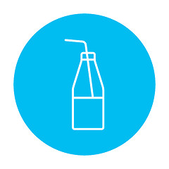 Image showing Glass bottle with drinking straw line icon.